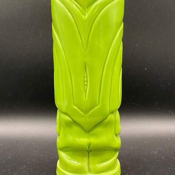 KC Hawaii Tiki Vase or Tumbler lime green ceramic tiki mask 2011 USA - Picture 3 of 9